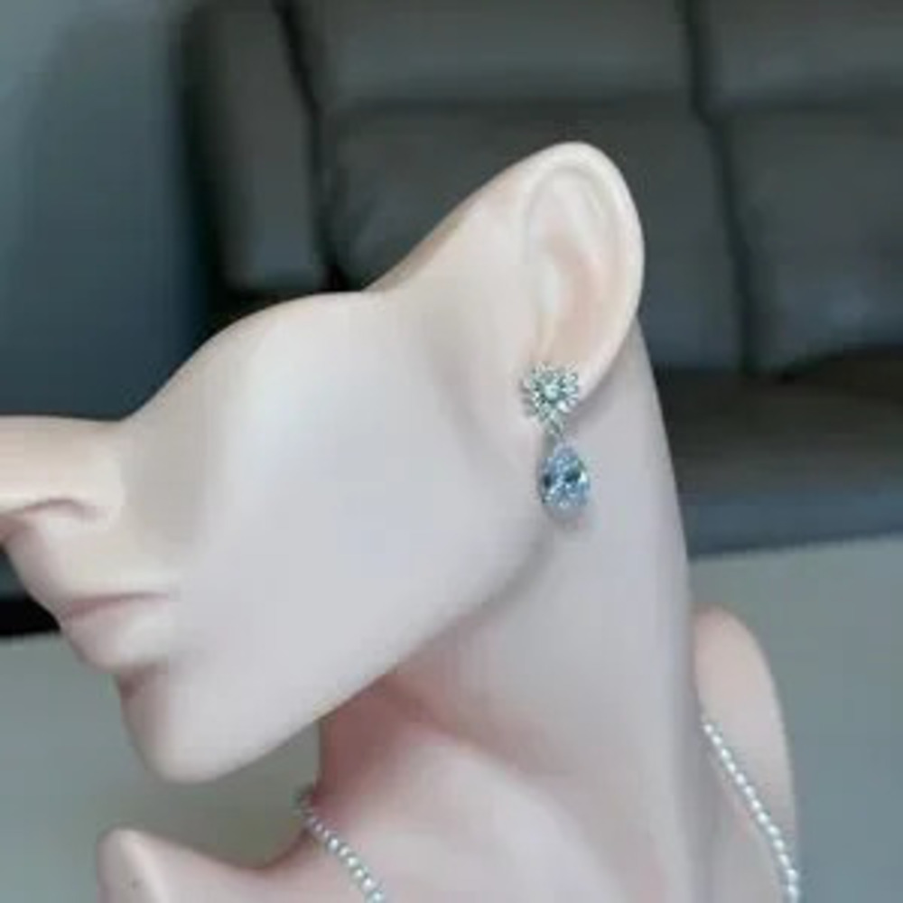 Bridal Luxury Teardrop Drop Earrings With Zirconia | 18Kt White Gold Plated